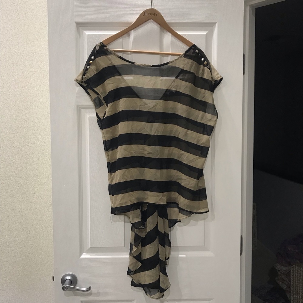 Asymmetrical striped blouse